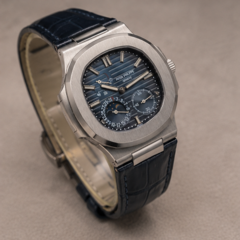 PATEK NAUTILUS CUERO GENUINO AZUL REY