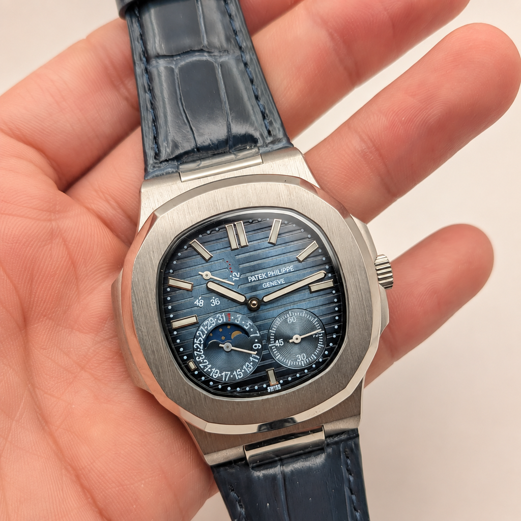PATEK NAUTILUS CUERO GENUINO AZUL REY