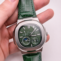 PATEK NAUTILUS CUERO GENUINO VERDE