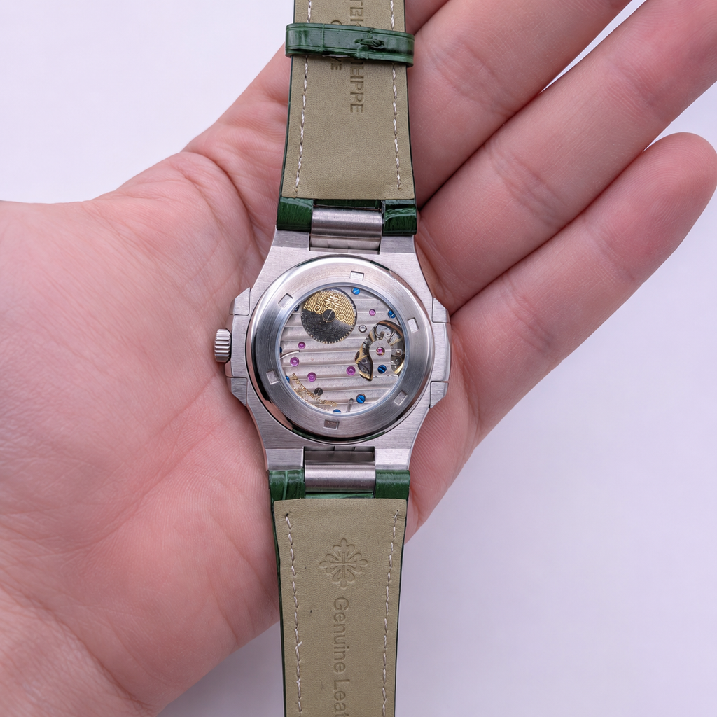 PATEK NAUTILUS CUERO GENUINO VERDE