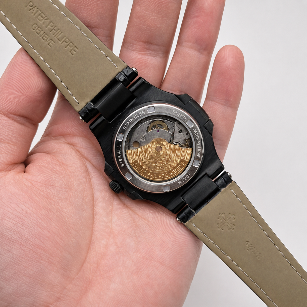 PATEK NAUTILUS CUERO GENUINO NEGRO