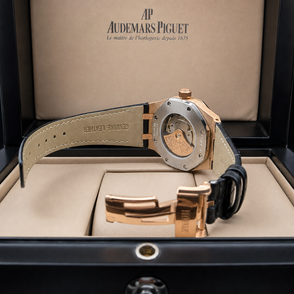 AUDEMARS PIGUET ROYAL OAK CUERO GENUINO NEGRO